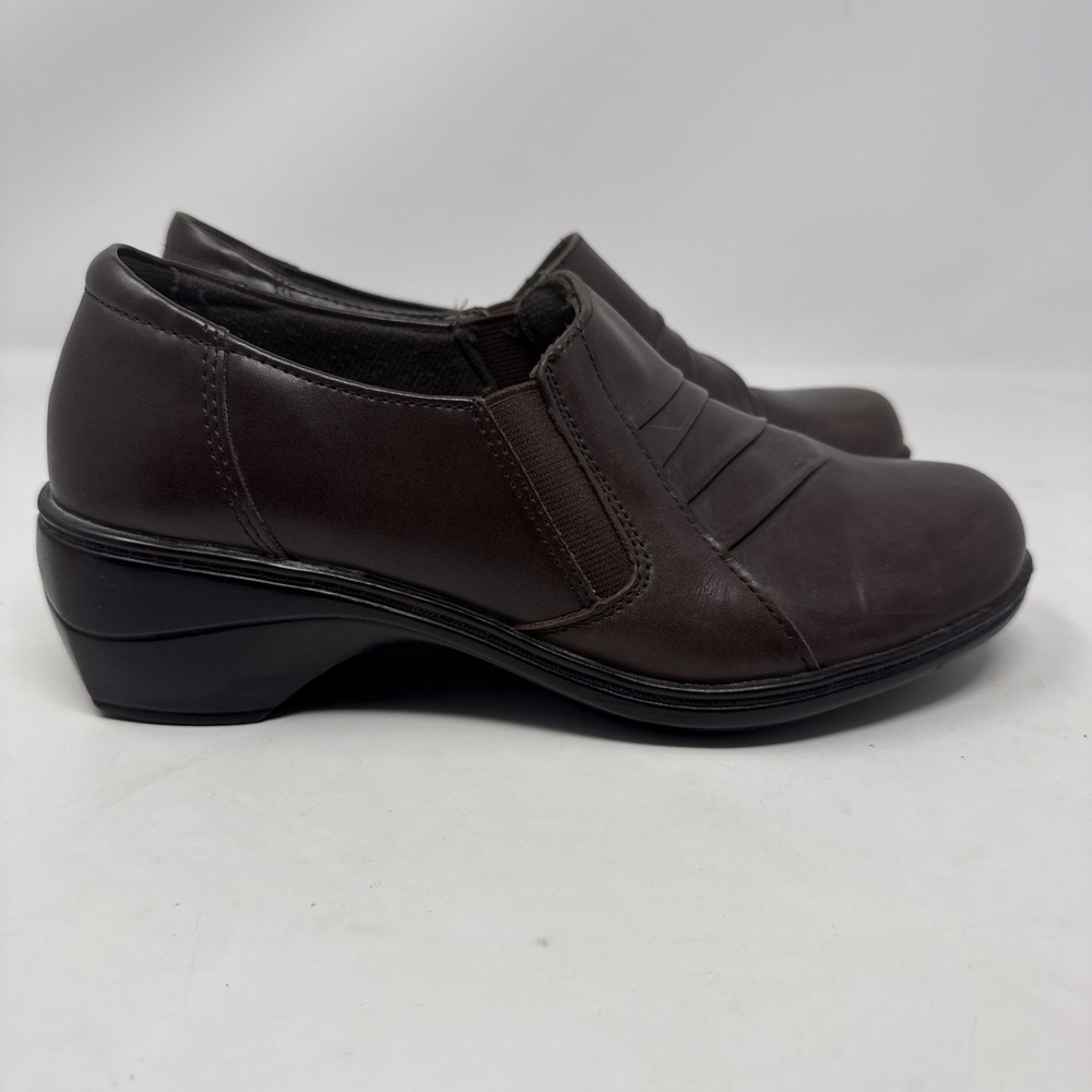Thom McAn brown leather slip on chunky heel comfort shoes Women's US 8 M - Picture 2 of 12